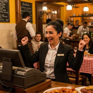 Administradora de restaurante feliz